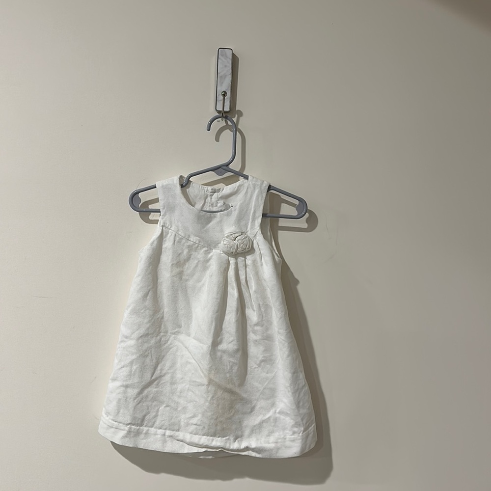 • Jacadi Paris • Girls Corduroy Dress Sleeveless White 
23 Months